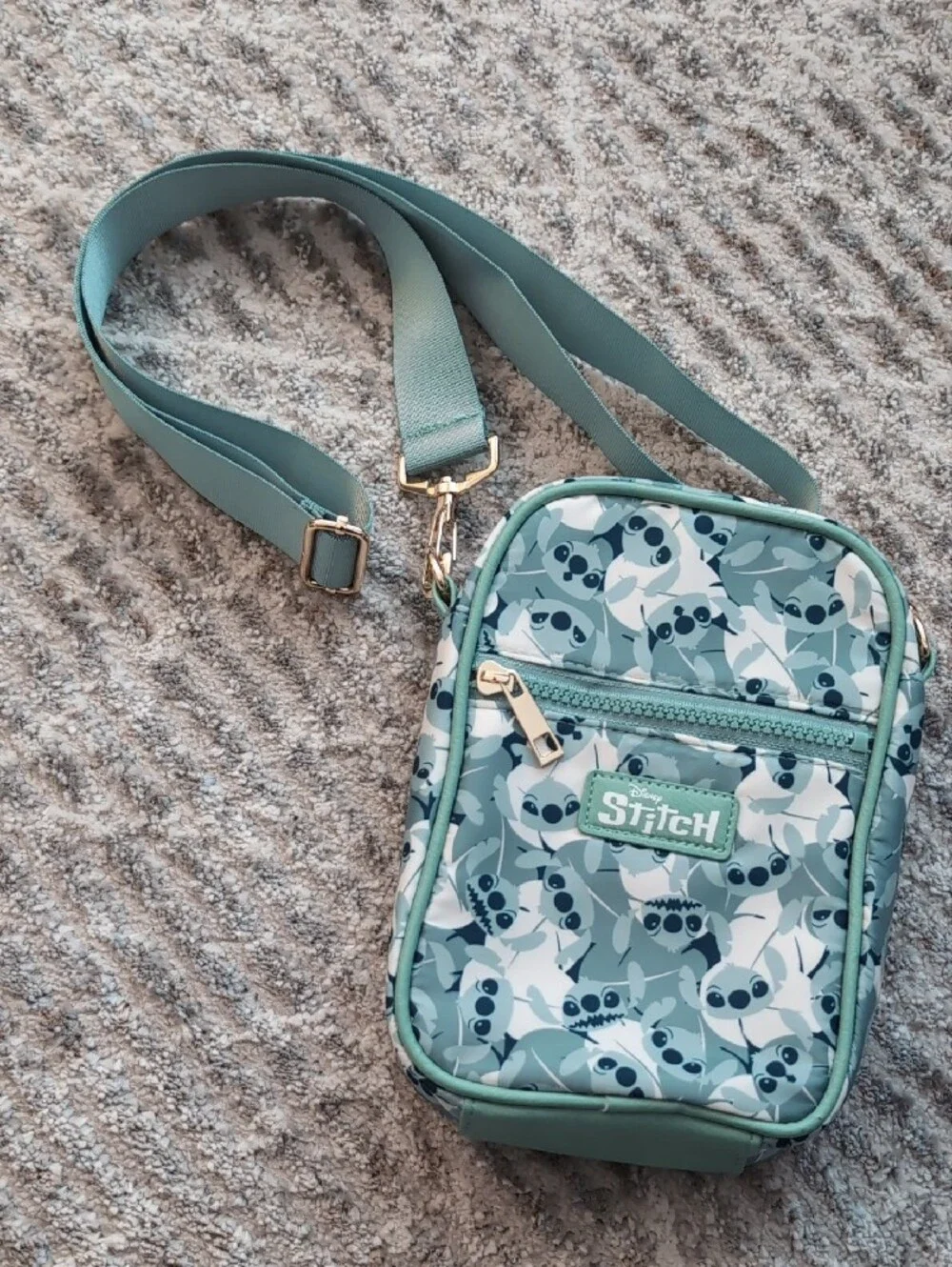Disney Lilo & Stitch Crossbody Phone Bag in Sage Cartoon Print